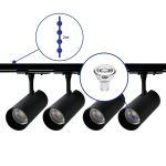 Complete Set 1-Phase Rail 2 Meter Black | incl. 4x Spot + GU10 2700K 3W Dimmable + End Cap, Power Connector and I-Connector