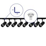 Complete Set 1-Phase Rail L 2 x 2 Meter Black | incl. 8x Spot + GU10 2700K 3W Dimmable + End Cap, Power Connector and L -Connector