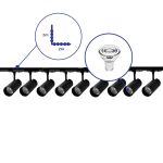 Complete Set 1-Phase Rail L 2 x 2 Meter Black | incl. 9x Spot + GU10 2700K 3W Dimmable + End Cap, Power Connector and L -Connector