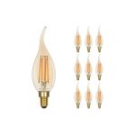Multipack 10x Noxion Lucent LED E14 Bent-tip Candle Filament Amber 4.1W 350lm - 822 Extra Warm White | Dimmable - Replaces 40W