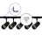 Complete Set 1-Phase Rail L 1 x 1 Meter Black | incl. 5x Spot + GU10 2700K 3W Dimmable + End Cap, Power Connector and L -Connector