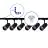 Complete Set 1-Phase Rail L 1,5 x 1,5 Meter Black | incl. 6x Spot + GU10 2700K 3W Dimmable + End Cap, Power Connector and L -Connector