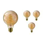 Multipack 4x Philips Classic LED Globe E27 Filament Amber 95mm 4W 250lm - 820 Extra Warm White | Dimmable - Replaces 25W