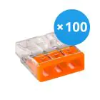 Multipack 100x Wago 2273-203 Spring Clamp Compact | 3 Wire Connection - Push Wire