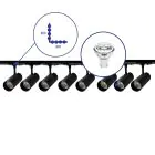 Complete Set 1-Phase Rail L 2 x 2 Meter Black | incl. 8x Spot + GU10 2700K 3W Dimmable + End Cap, Power Connector and L -Connector