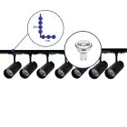 Complete Set 1-Phase Rail L 1 x 2 Meter Black | incl. 7x Spot + GU10 2700K 3W Dimmable + End Cap, Power Connector and L -Connector